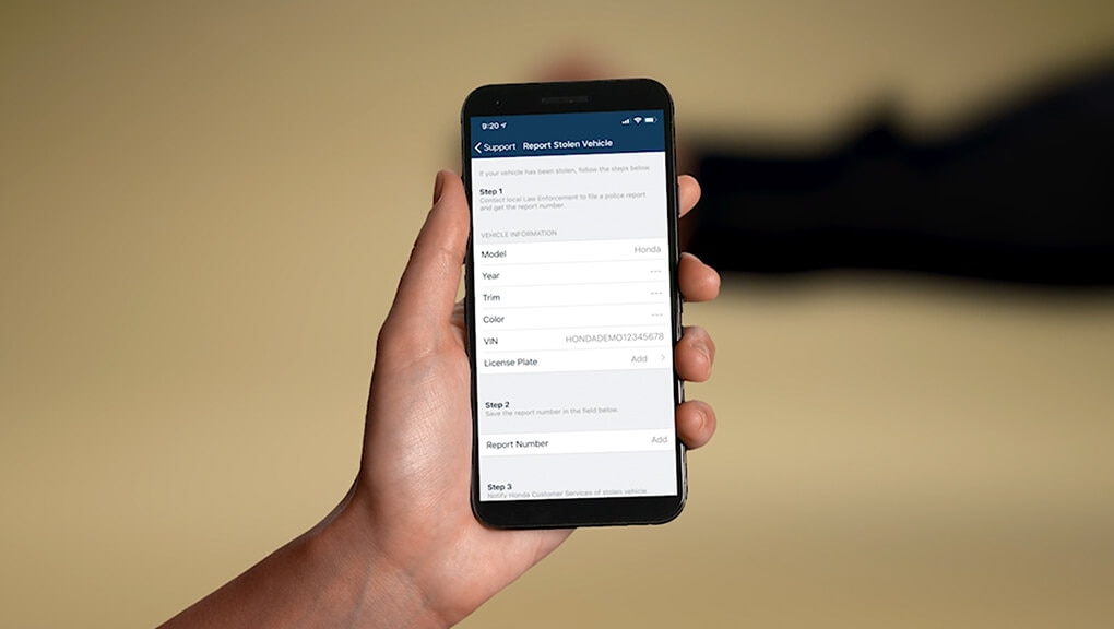 Icône du service de localisation de véhicule volé de l’application télématique HondaLinkMC de l’Odyssey 2021.