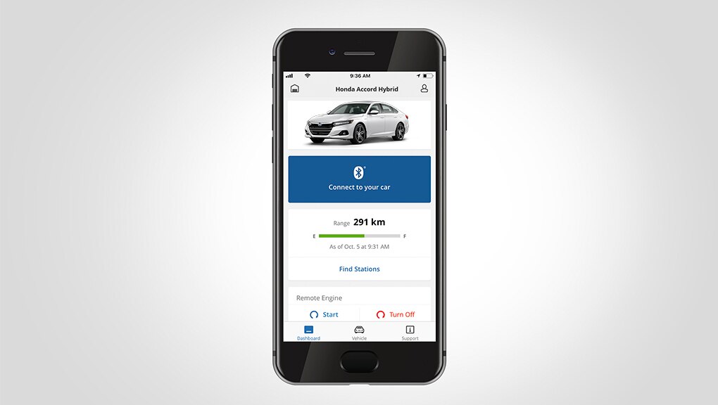 2021 HondaLink remote engine start screen.