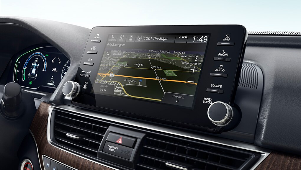 Image du système de navigation de la Honda Accord hybride 2021.